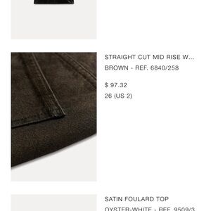 Zara Straight Cut Mid Rise Waxed Jeans